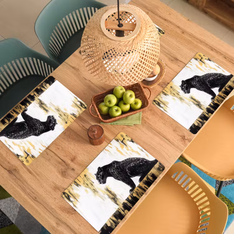 Panter - Zwart - Abstract - Goud Placemat vinyl groot -zzsfeer5_Kitchenyeah-website