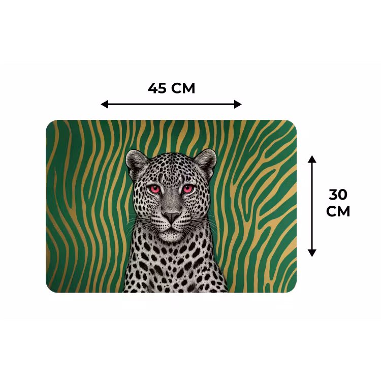 Panter - Zebrapatroon - Groen Placemat vinyl groot -specs