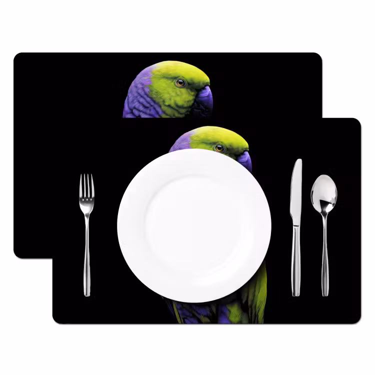 Papegaai - Veren - Opvallend - Groen Placemat vinyl groot -zzsfeer2_Kitchenyeah-website
