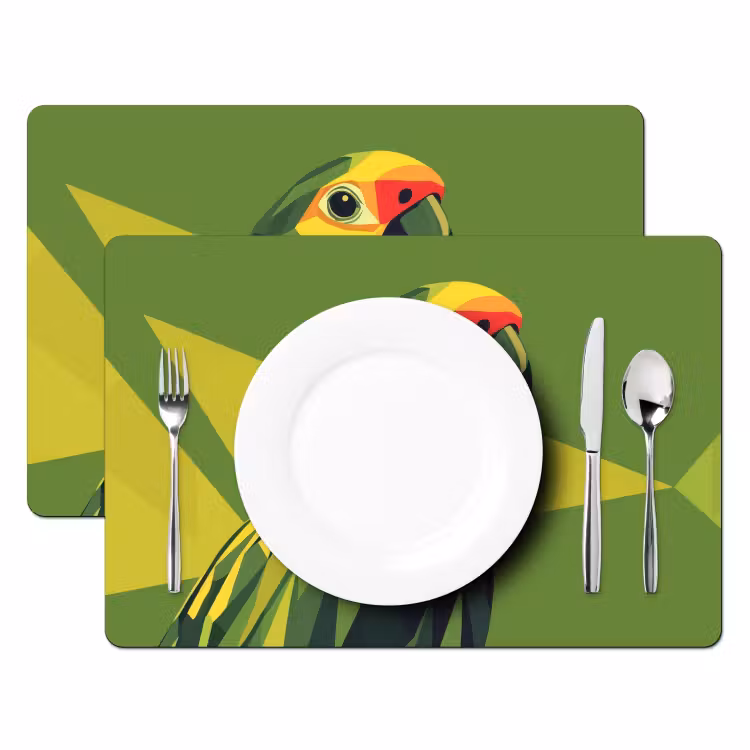 Papegaai - Groen - Snavel - Abstract Placemat vinyl groot -zzsfeer2_Kitchenyeah-website