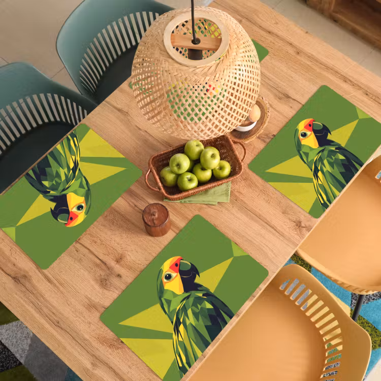 Papegaai - Groen - Snavel - Abstract Placemat vinyl groot -zzsfeer5_Kitchenyeah-website