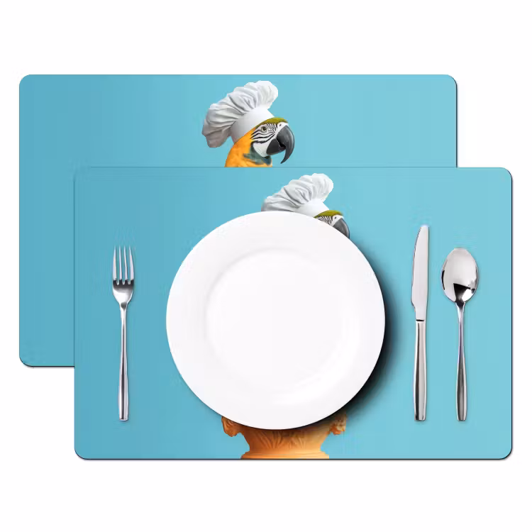 Papegaai - Koksmuts - Grappig - Vogel Placemat vinyl groot -zzsfeer2_Kitchenyeah-website