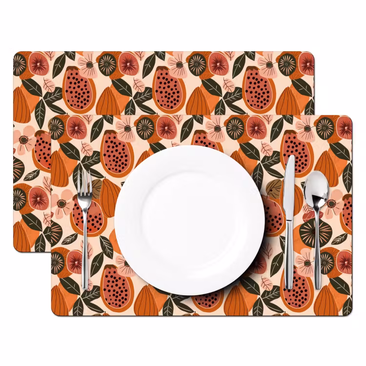 Papaja - Bloesem - Oranje Placemat vinyl groot 368 -zzsfeer2_Kitchenyeah-website