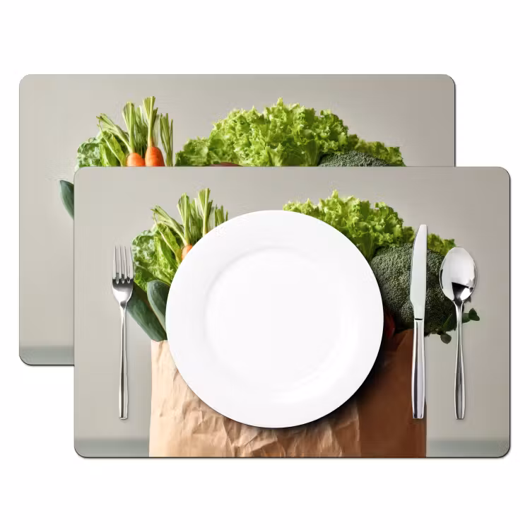Papieren - Boodschappen - Groente - Kleurrijk Placemat vinyl groot -zzsfeer2_Kitchenyeah-website