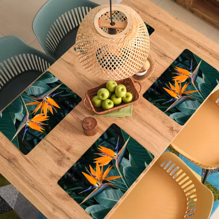 Paradijsvogel - Bloem - Exotisch Placemat vinyl groot -zzsfeer5_Kitchenyeah-website