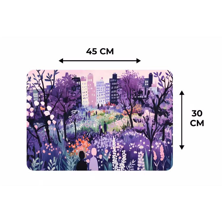 Park - Bomen - Bloemen - Gebouwen Placemat vinyl groot -specs