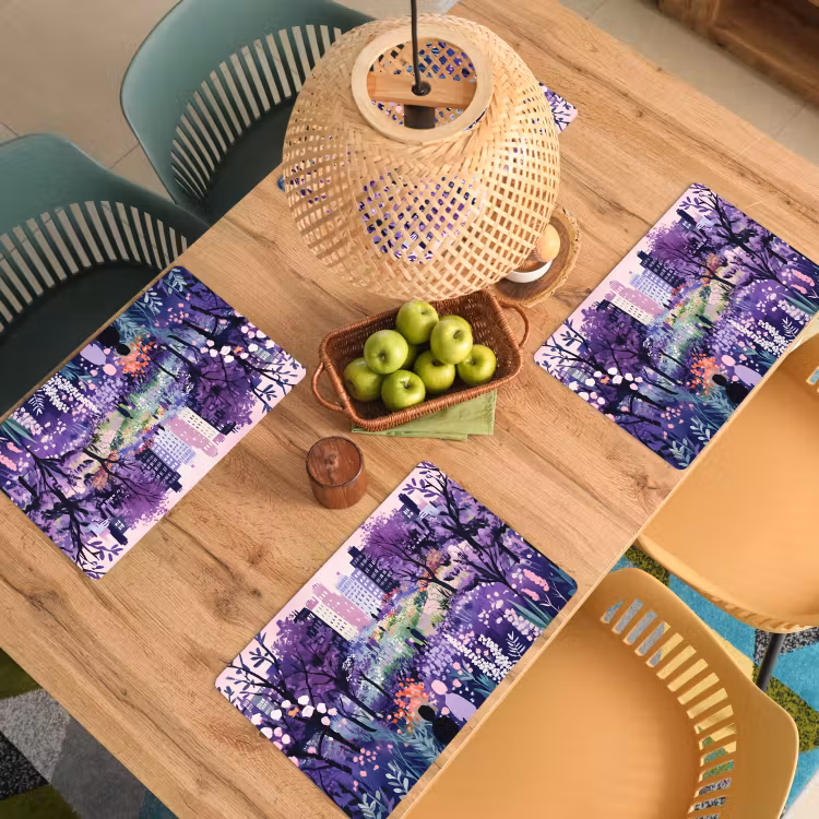 Park - Bomen - Bloemen - Gebouwen Placemat vinyl groot -zzsfeer5_Kitchenyeah-website