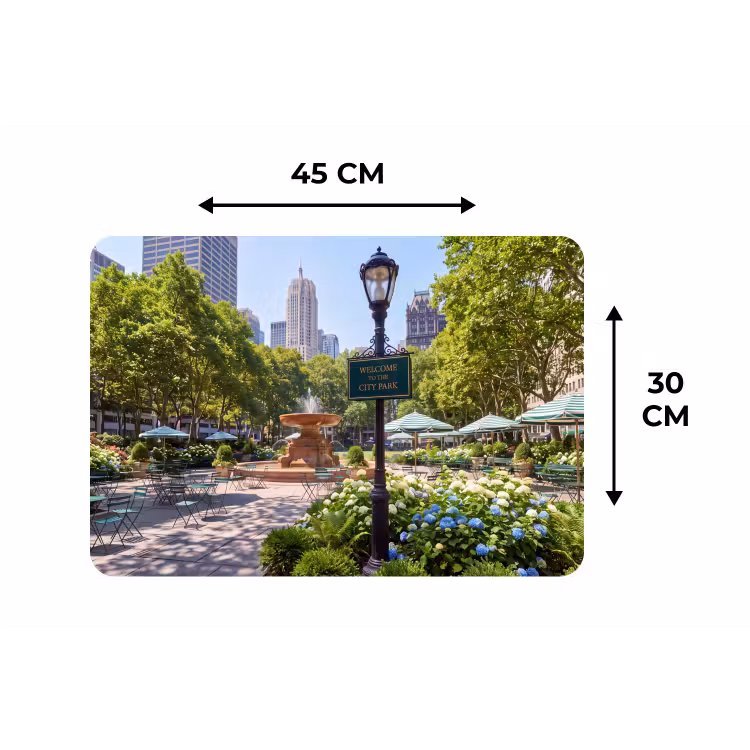Park - Fontein - Stad - Natuur Placemat vinyl groot -specs
