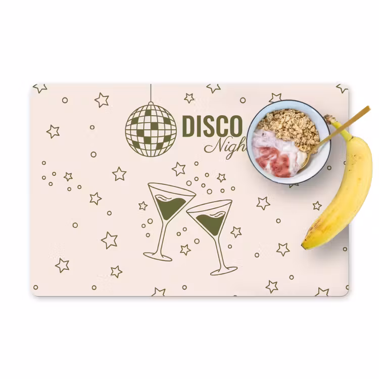 Feest - Disco - Drank - Illustratie - Groen Placemat vinyl groot -zzzproduct_Kitchenyeah-website