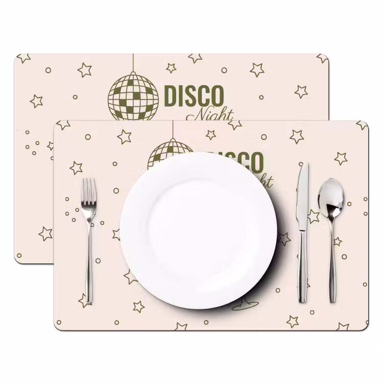 Feest - Disco - Drank - Illustratie - Groen Placemat vinyl groot -zzsfeer2_Kitchenyeah-website