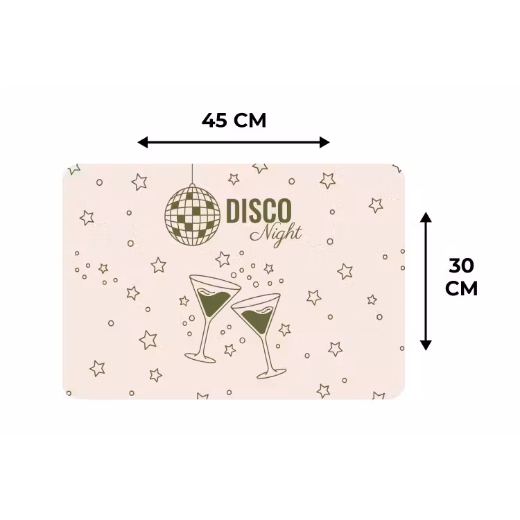 Feest - Disco - Drank - Illustratie - Groen Placemat vinyl groot -specs