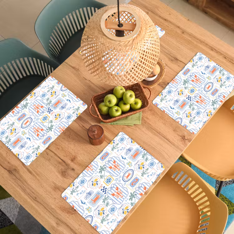 Zee - Sfeer - Krab - Blauw Placemat vinyl groot 368 -zzsfeer5_Kitchenyeah-website