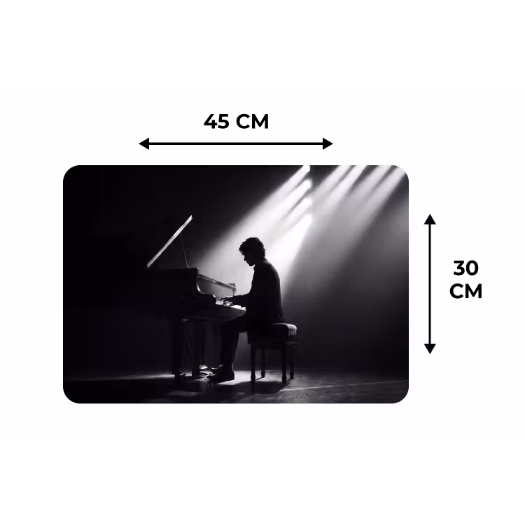 Persoon - Piano - Muziek - Zwart-wit - Podium Placemat vinyl groot -specs