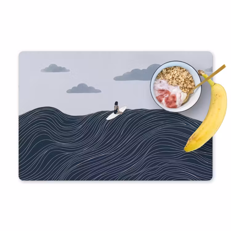 Persoon - Surfen - Oceaan - Natuur - Modern Placemat vinyl groot -zzzproduct_Kitchenyeah-website