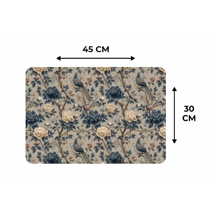 Pauw - Bloemen - Blauw Placemat vinyl groot 368 -specs