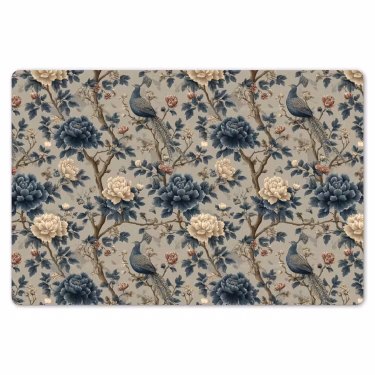 Pauw - Bloemen - Blauw Placemat vinyl groot 368 -zzsfeer1_Kitchenyeah-website