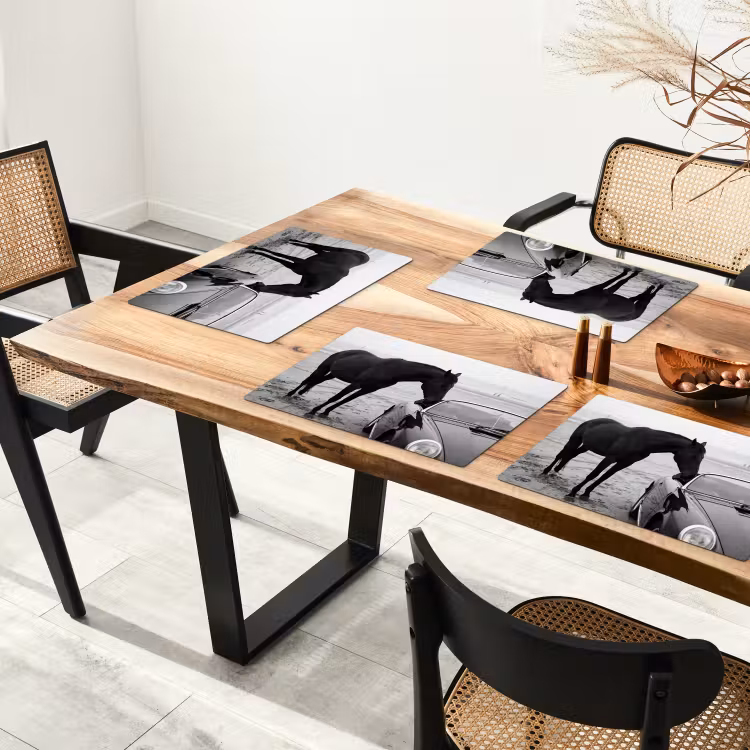 Paard - Auto - Zwart - Wit Placemat vinyl groot -zzsfeer4_Kitchenyeah-website
