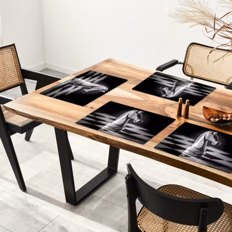 Paard - Hout - Schaalbord - Zwart Placemat vinyl groot -zzsfeer4_Kitchenyeah-website