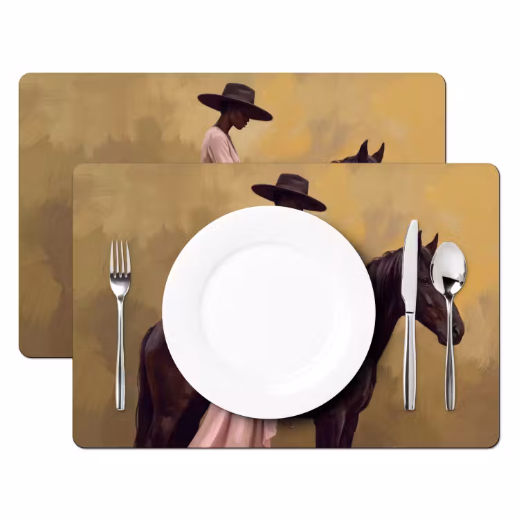 Paard - Klassiek - Oker Placemat vinyl groot -zzsfeer2_Kitchenyeah-website
