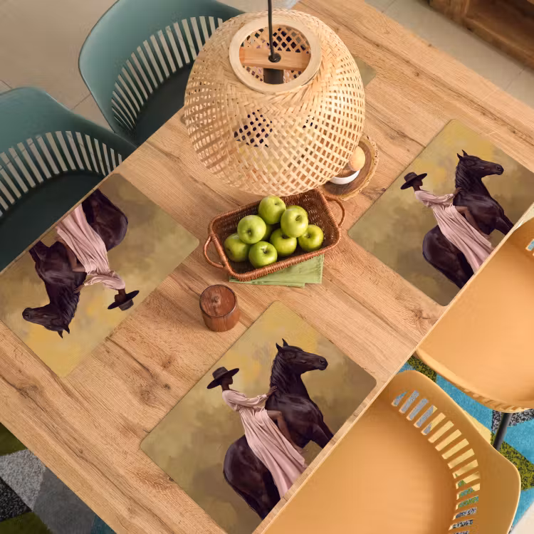 Paard - Klassiek - Oker Placemat vinyl groot -zzsfeer5_Kitchenyeah-website
