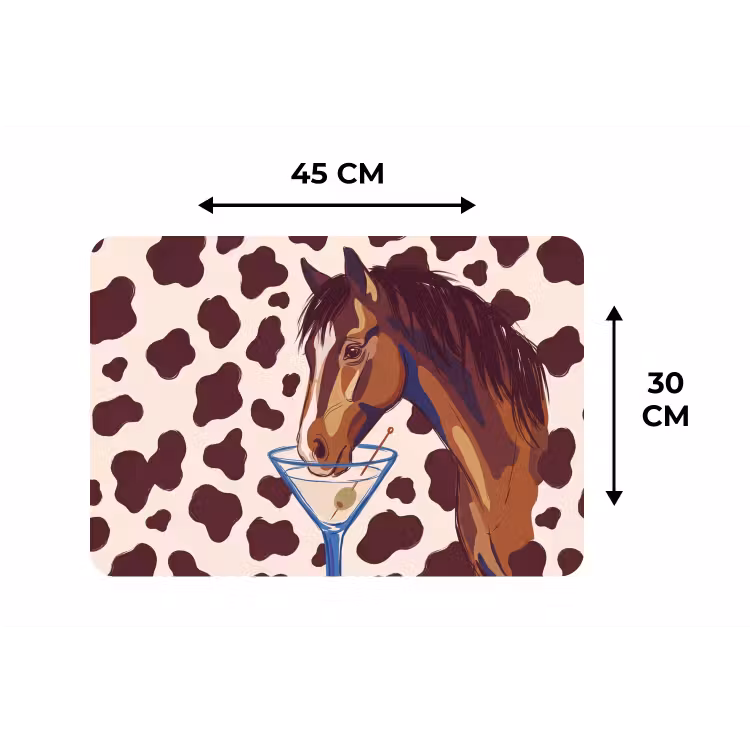 Paard - Martini - Dieren - Abstract - Bruin Placemat vinyl groot -specs