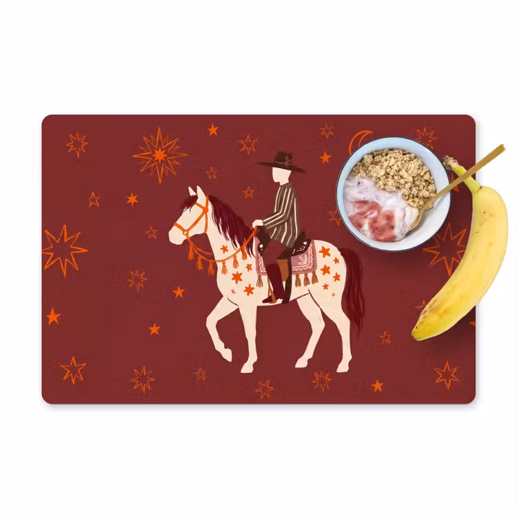 Paard - Ruiter - Sterren - Nacht - Illustratie Placemat vinyl groot -zzzproduct_Kitchenyeah-website