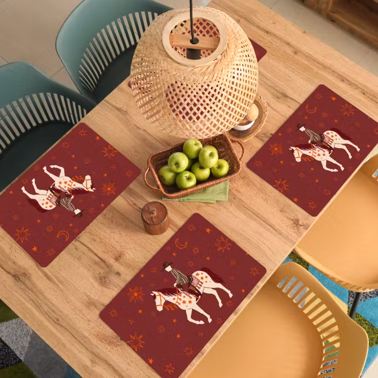 Paard - Ruiter - Sterren - Nacht - Illustratie Placemat vinyl groot -zzsfeer5_Kitchenyeah-website