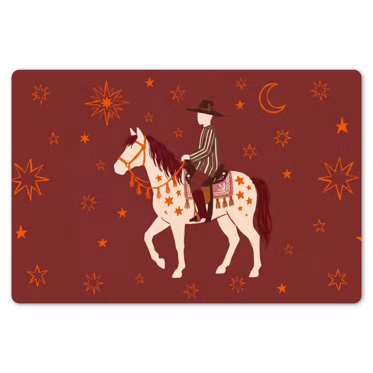 Paard - Ruiter - Sterren - Nacht - Illustratie Placemat vinyl groot -zzsfeer1_Kitchenyeah-website