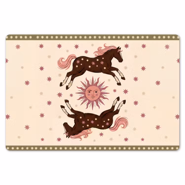 Paard - Zon - Mystiek - Illustratie - Roze Placemat vinyl groot -zzsfeer1_Kitchenyeah-website