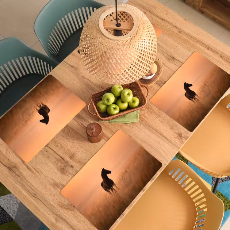 Paard - Grasveld - Zonsondergang Placemat vinyl groot -zzsfeer5_Kitchenyeah-website