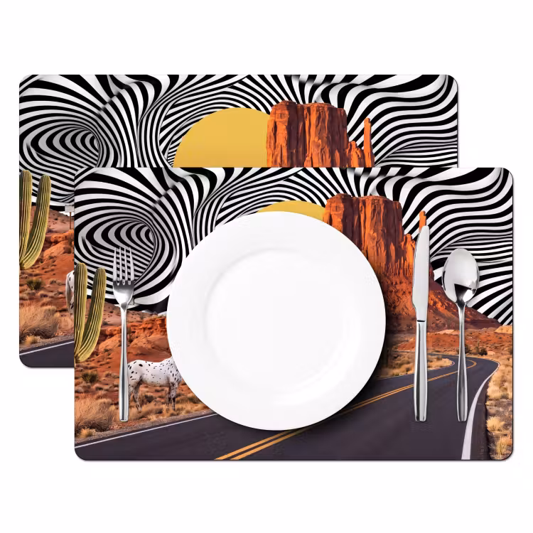 Tischset - 6 Stück - Pferd – Wüste – Natur - Paard - Woestijn - Natuur Placemat vinyl groot