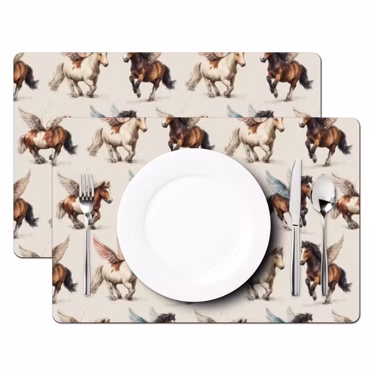 Paarden - Vleugels - Kleurrijk Placemat vinyl groot 368 -zzsfeer2_Kitchenyeah-website