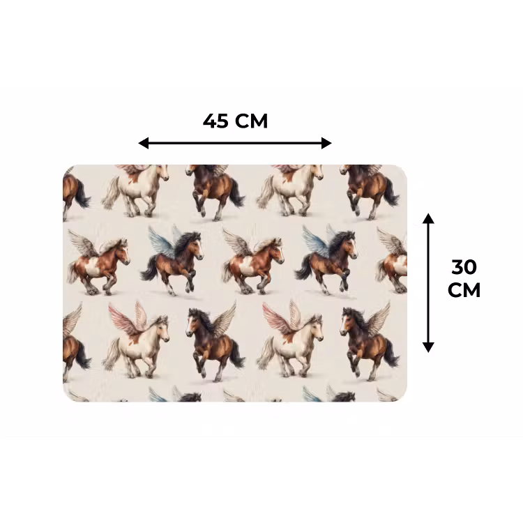 Paarden - Vleugels - Kleurrijk Placemat vinyl groot 368 -specs