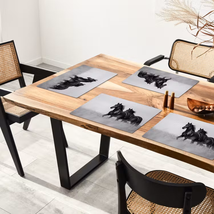 Paarden - Gras - Zwart - Wit Placemat vinyl groot -zzsfeer4_Kitchenyeah-website
