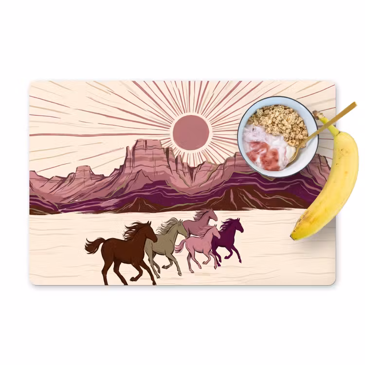 Paarden - Rennend - Woestijn - Natuur - Abstract Placemat vinyl groot -zzzproduct_Kitchenyeah-website