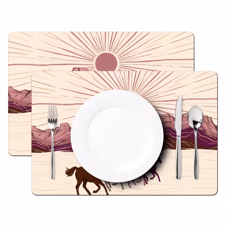 Paarden - Rennend - Woestijn - Natuur - Abstract Placemat vinyl groot -zzsfeer2_Kitchenyeah-website