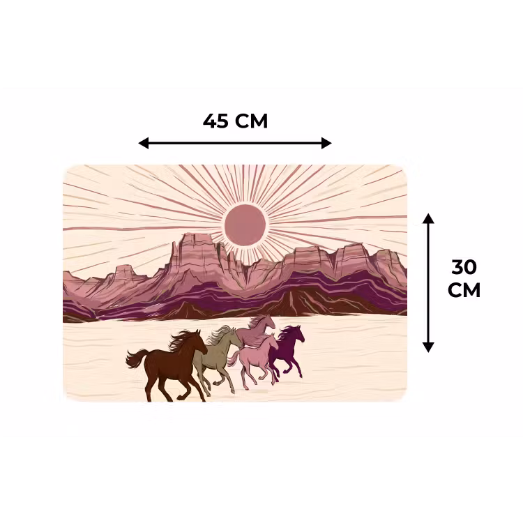 Paarden - Rennend - Woestijn - Natuur - Abstract Placemat vinyl groot -specs