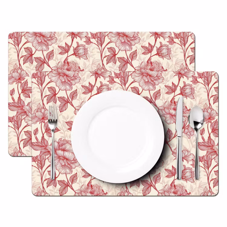 Pioenrozen - Modern - Rood Placemat vinyl groot 368 -zzsfeer2_Kitchenyeah-website