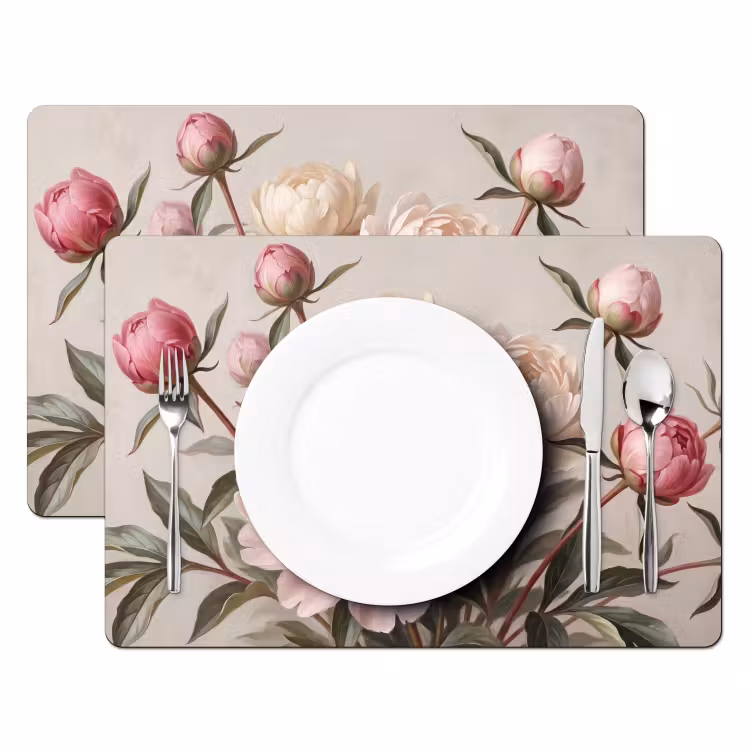 Pioenrozen - Boeket - Roze Placemat vinyl groot -zzsfeer2_Kitchenyeah-website