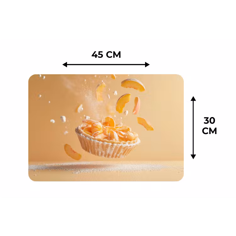 Peach - Eten - Taart - Oranje Placemat vinyl groot -specs