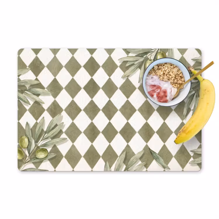 Plant - Olijftakken - Waterverf - Mediterraan - Groen Placemat vinyl groot -zzzproduct_Kitchenyeah-website