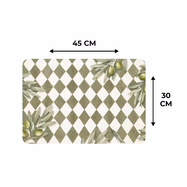 Plant - Olijftakken - Waterverf - Mediterraan - Groen Placemat vinyl groot -specs