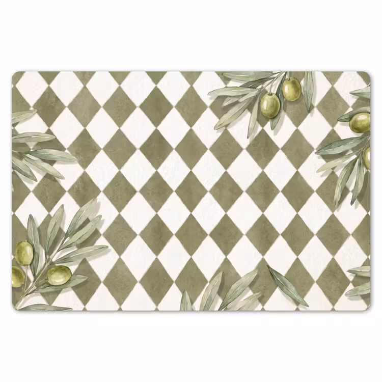 Plant - Olijftakken - Waterverf - Mediterraan - Groen Placemat vinyl groot -zzsfeer1_Kitchenyeah-website