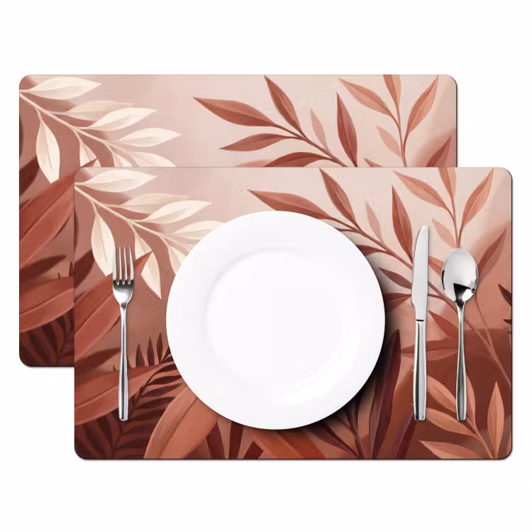 Planten - Bladeren - Botanisch - Modern - Bruin Placemat vinyl groot -zzsfeer2_Kitchenyeah-website