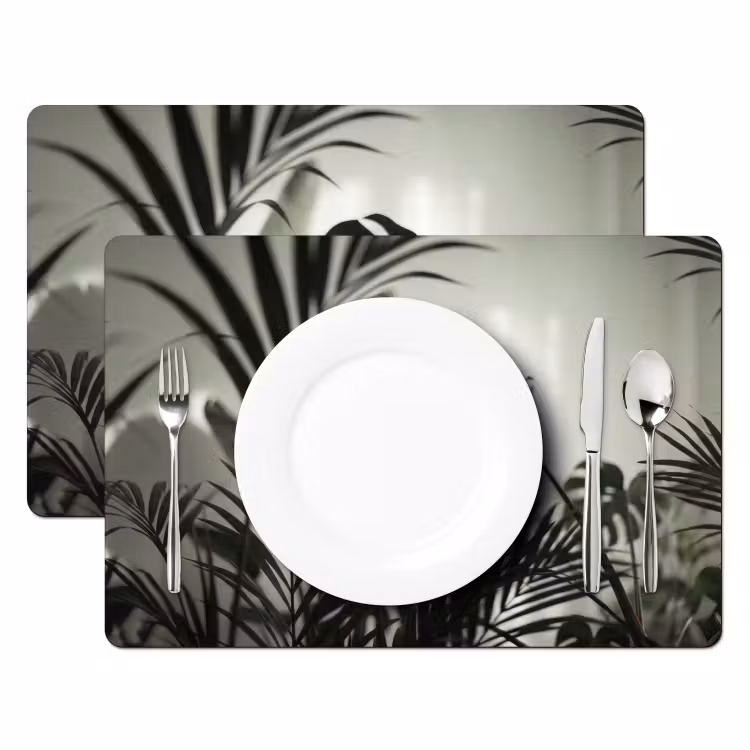 Planten - Bladeren - Natuur - Minimalistisch - Groen Placemat vinyl groot -zzsfeer2_Kitchenyeah-website