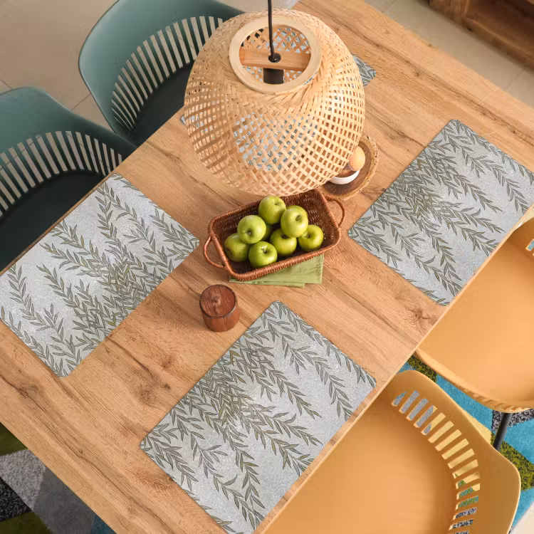 Planten - Mozaïek - Patroon - Groen - Blauw Placemat vinyl groot -zzsfeer5_Kitchenyeah-website