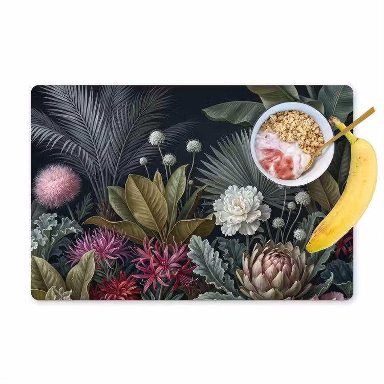 Planten - Tropisch - Botanisch - Donker - Groen Placemat vinyl groot -zzzproduct_Kitchenyeah-website