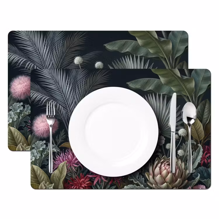 Planten - Tropisch - Botanisch - Donker - Groen Placemat vinyl groot -zzsfeer2_Kitchenyeah-website