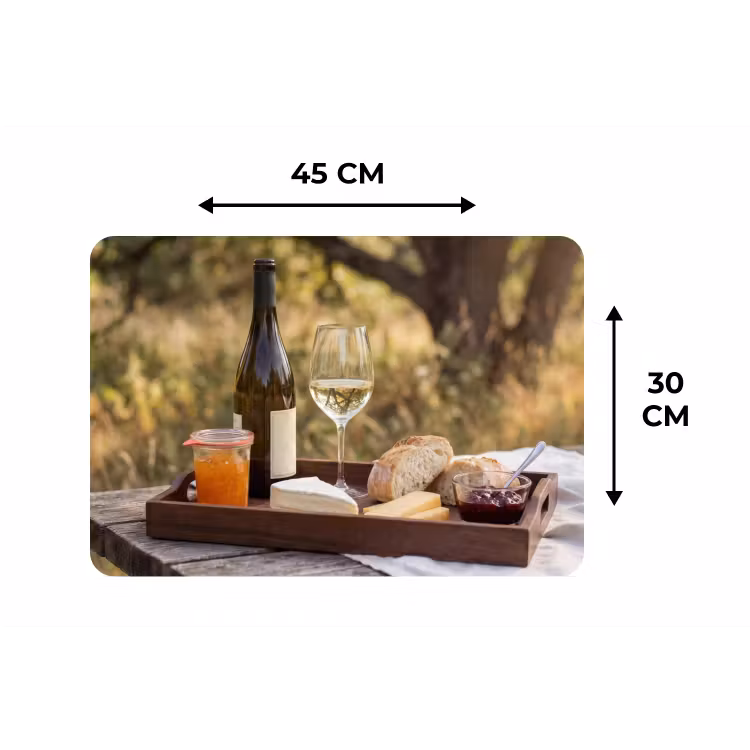 Picknick - Wijn - Kaasplankje Placemat vinyl groot -specs