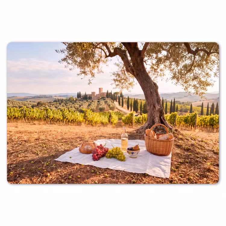 Picknick - Wijngaard - Landschap - Zomer - Eten Placemat vinyl groot -zzsfeer1_Kitchenyeah-website